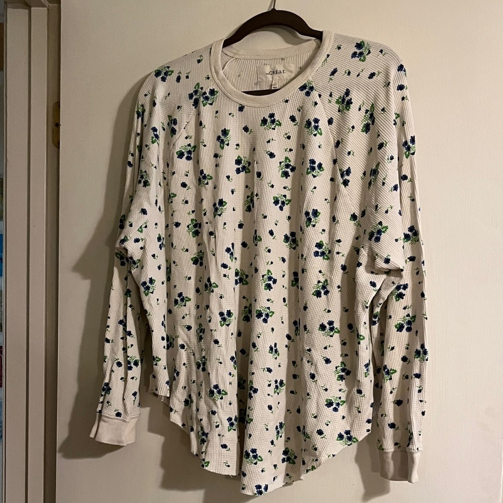 THE GREAT. Waffle Thermal Top in Floral Print